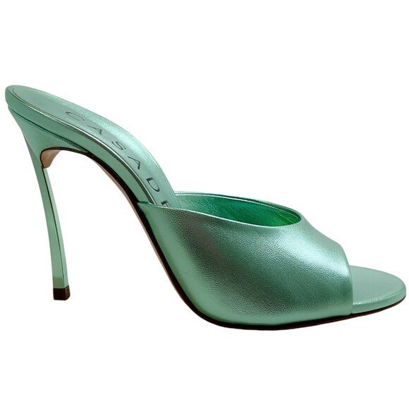 Casadei Flash Green Light Leather Blade Mules - Picture 2 of 9